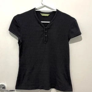 Kathmandu Ribbed Henley Short Sleeve T Shirt Black Ladies Size 8 Hiking Outdoor - Picture 1 of 3
