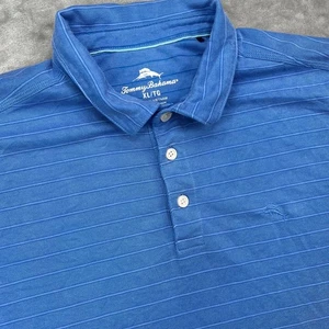 Camisa Polo Tommy Bahama Rococó Para Hombres XL Azul Rayas Rendimiento Golf Elastizada - Imagen 1 de 11