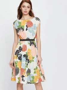 Zara Basic Collection Dress Size Medium M Floral Coquette Fit & Flare Cotton - Picture 1 of 12