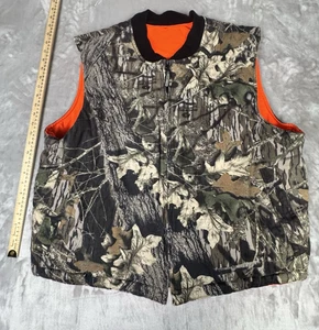 Bushmaster  Reversible Hunting Vest Mens Blaze Orange Camouflage Leaf - Picture 1 of 4