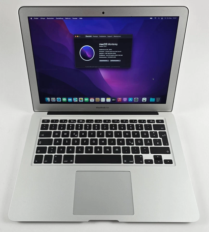 Apple MacBook Air 2017 A1466 13,3“ i5-5350U 1,8GHz 128GB 8GB Monterey #21 - Bild 1 von 4