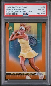 2024 Topps Chrome Tennis Mirra Andreeva Clay Court Refractor PSA 10 #81 Rookie - Bild 1 von 2