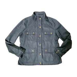 J. Crew Relaxed Boyfriend Feldjacke Damen Gr. L olivgrün Druckknopf durchgehender Reißverschluss  - Bild 1 von 9