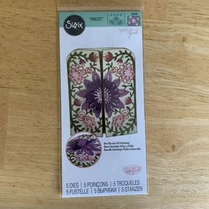 Sizzix Thinlits Katelyn Lizardi 5 fustelle in metallo bordo carta fiori 661940 nuove con scatola - Foto 1 di 7