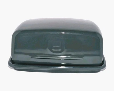 Emile Henry Teal Blue Flame Spruce Green Butter Dish & Lid EH Logo Lg 6½x4" A+! - Image 1 of 4