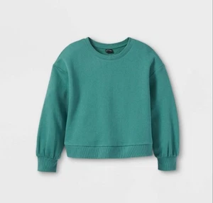 Neu mit Etikett Art Class Kinder kurz geschnittenes Sweatshirt mit Rundhalsausschnitt. DÄMMERUNGSGRÜN. X-Large - Bild 1 von 3