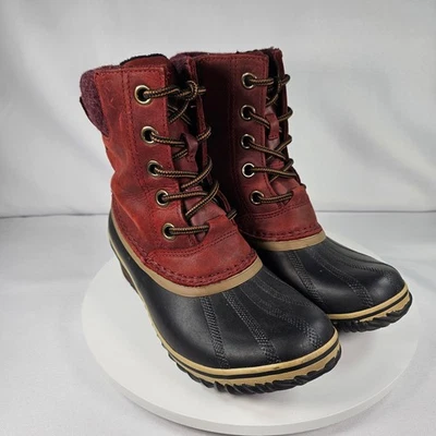 Sorel Slimpack II Botas de Invierno de Cuero Impermeables de Encaje para Mujer Rojo Negro Talla 7.5 Foto 1 de 4