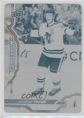 2018-19 Upper Deck Compendium Printing Plate Cyan 1/1 Jonathan Toews #90 0zu - Image 1 of 3