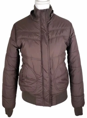 Polar Edge ~ 女式 L 码 ~ 棕色滑雪蓬松夹克拉链。 — 第 1/4 张图片