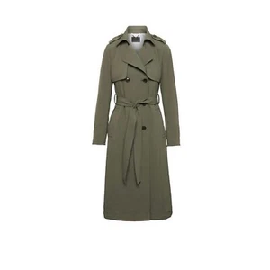Banana Republic Trench Coat Double Breasted Belted Olive Green Size M - Picture 1 of 4