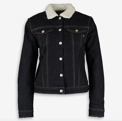 Chaqueta Denim REPLAY Trucker Talla Grande Damas Sherpa Forrada Índigo £160 Foto 1 de 4