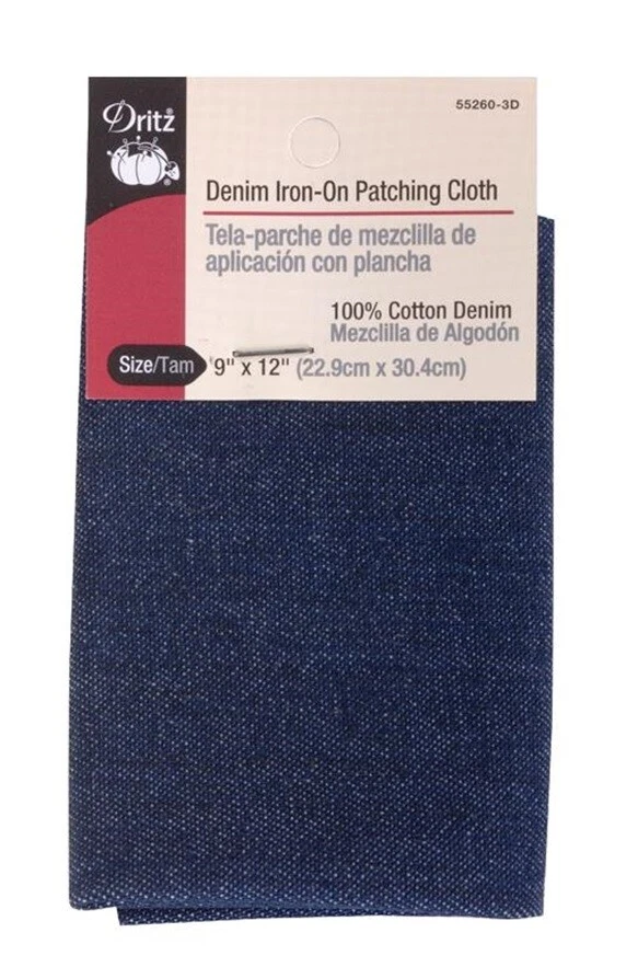 Dritz Iron-On Patching Cloth 9" x 12" Dark Blue Denim - Image 1 of 1