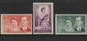 1954 Australian MLH-MNH 1st Royal Visit Set 3x Queen Elizabeth II /Philip Stamps - Picture 1 of 1