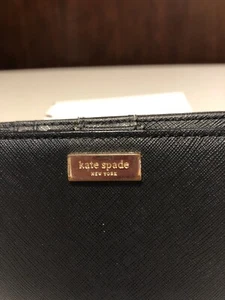 Kate Spade New York Staci kleine Geldbörse mit Reißverschluss schwarz Saffianoleder klassischer Stil - Bild 1 von 9