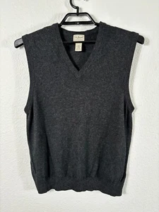 L.L. Chaleco Suéter Bean Para Hombre Grande Gris Oscuro 100% Lana de Cordero Cuello en V Sin Mangas - Imagen 1 de 8