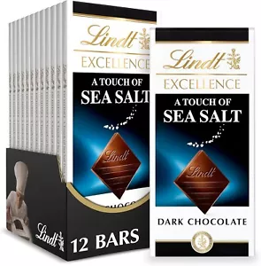 Lindt Excellence A Touch of Sea Salt Dark Chocolate Bar, (Pack Of 12) - Picture 1 of 7