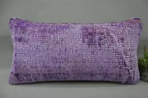 Home Decor Pillow, 12"x24" Purple Pillow Cover, Vintage Kilim Throw Pillow - Picture 1 of 6