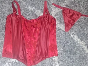 VS muy sexy Archivos Floral Burntout Cordones Corsé y V Cuerda NUEVO Rojo Grande - Imagen 1 de 10