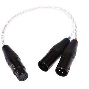 Two 3pin XLR Male to 4 pin Female Balanced Audio Adapter For XLR Headphone cable