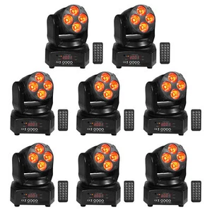 (8) Rockville RockOn-7 40w RGBW Moving Head Wash DMX Stage Club Light+Remote - Picture 1 of 11