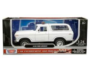 Motormax 1:24 1978 Ford Bronco Custom w/Lightbar White Unmarked 76983 Police Car - Picture 1 of 1