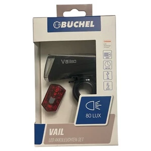 Fahrradlicht Akkuleuchten Set Frontlicht Rücklicht Büchel VAIL LED - Bild 1 von 2