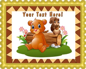 Baby Brown Bear with Squirrel - Edible Cake Topper or Cupcake Topper - Picture 1 of 16