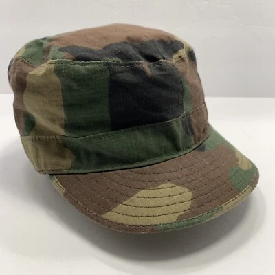 US Army Ripstop Fleece Lined Hat Camouflage Cap Size 7 3/8 Earflap Woodland Camo - Image 1 of 4