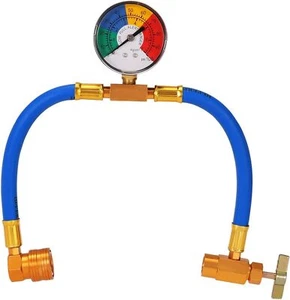 R134A Car AC Refrigerant Charge Hose Kit Recharge Hose with Gauge,A/C 1/2 - Picture 1 of 7