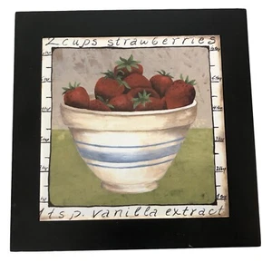Fresas de azulejos de cerámica en tazón tríbol colgante pared decoración de granja 8X8 cuadrado - Imagen 1 de 3