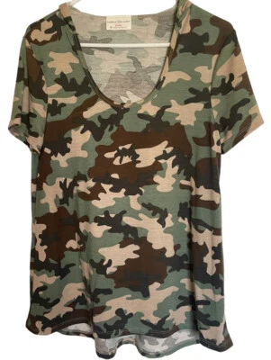 Camiseta túnica longa camuflada M Bobbie Brooks leve algodão stretch - Imagem 1 de 4