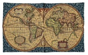 Arazzo Italy Vecchio Mappa Mappamondo Antico Design Blu Tapestery 116x68cm - Bild 1 von 12