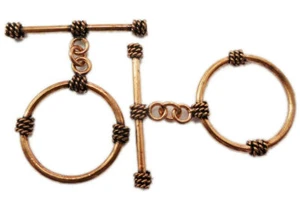 2 SET 28X38MM BALI TOGGLE CLASP ANTIQUE COPPER Closure - Picture 1 of 3