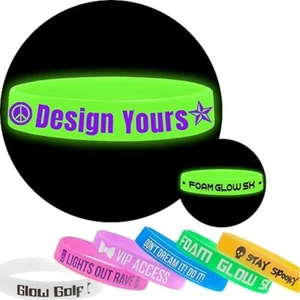 Engraved Custom Silicone Wristbands Personalize Luminous Bracelets Events Gifts - Picture 1 of 32