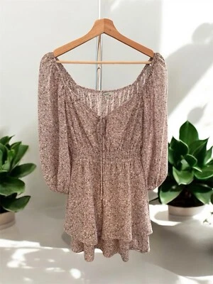 PAPAYA Floral Ruffled romper w/ Balloon Puffy Sleeves and Smocked Details Small - Image 1 of 4