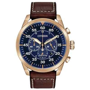 Nuevo $425 Reloj Citizen Avion Cronógrafo Correa de Cuero Marrón para Hombre CA4213-18L - Imagen 1 de 5