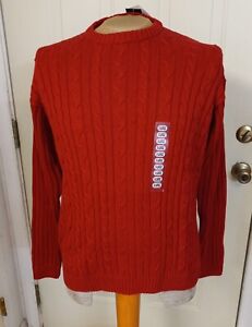 Bill Blass Men's Knit Sweater XL 16/33 Red long Sleeve Pullover 100% Cotton NWT