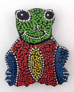 Holz Handarbeit Kühlschrank Aborigines Frosch Magnet Punktmalerei Bali Indonesien - Bild 1 von 1