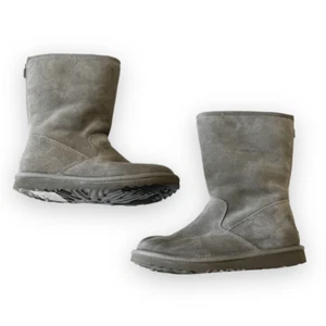 UGG Lil Sunshine II 9” Gray Suede Sherpa Boots Youth Size 4 Zip Back Warm NWOT - Picture 1 of 14