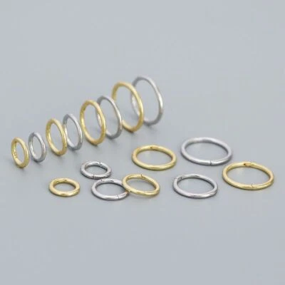 Anillo de aro con bisagras lisas de plata de ley 925 para dormir labio nariz oreja piercing Foto 1 de 4