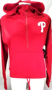 NEW Philadelphia Phillies New Era 1/2 Zip Red Hooded Hoodie Sweatshirt Women's S - Picture 1 of 9