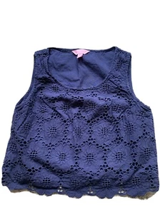 lilly pulitzer blue lace sleeveless crop top size 00 - Picture 1 of 8