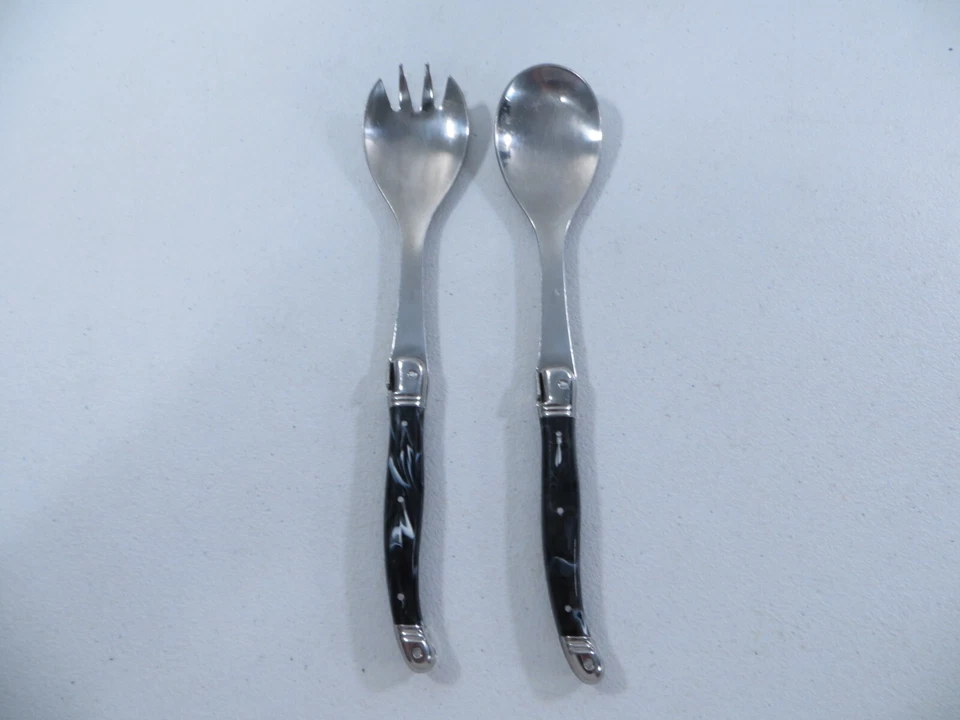 Juego de 2 cuchara y tenedor para servir ensalada vintage Laguiole Jean Dubost Francia Foto 1 de 4