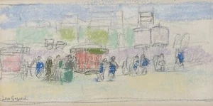 Leon Gaspard - original Pastel Drawing - European Street Scene  - Picture 1 of 3