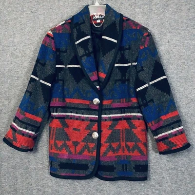 Saddle Blanket Jacket Womens S Wool Blend VTG Jofeld Southwestern Coat USA Made - Image 1 of 4