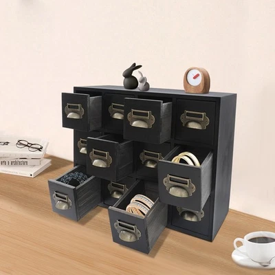Drawers Storage Cabinet Desktop 12 Drawer Organizer Wooden Medicine Cabinet NEW - Image 1 of 4
