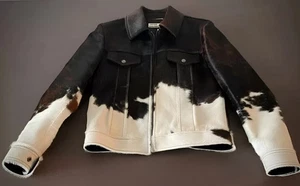 Men's Western Style Cowhide Leather jacket Real Hair On Pony Skin Gift For Him - Picture 1 of 5