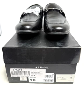 Alfani Jenner schwarz Leder Bit Schnalle eleganter Schuh Halbschuh Memory Foam Herren Größe 9 - Bild 1 von 4