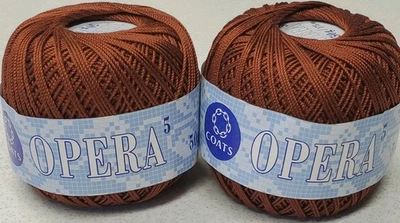 Lot of 2 Balls Coats Opera Crochet Thread #5 50 Grams RUST From Orig Box - Image 1 of 4