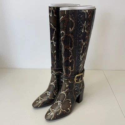 Bota hasta la rodilla COACH Evelyn a rayas sangre de buey/natural multi - talla 10B Foto 1 de 4